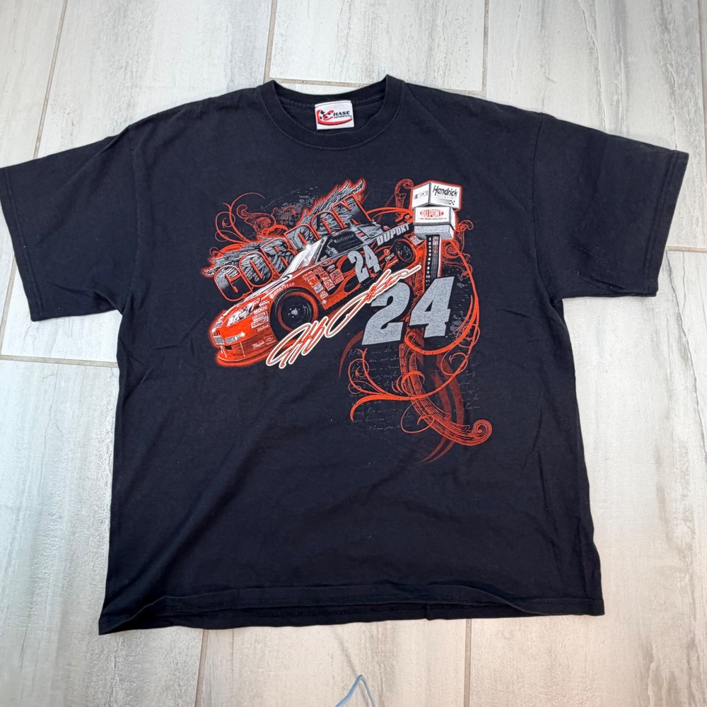 Chase Authentics Jeff Gordon NASCAR T-Shirt Mens XL Black 24 DuPont Hendrick